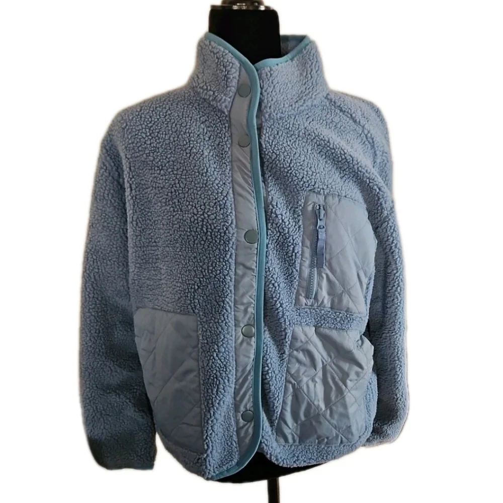 Rails Womens Lorena Steel Blue Sherpa Cozy Winter Outerwear Jacket S - Picture 5 of 16
